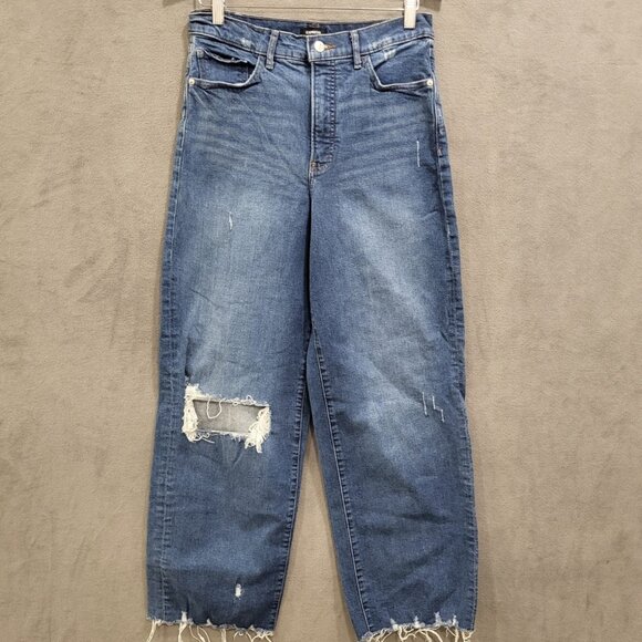 Express 90's Wide Leg‎ Jeans Women's Size 10 Super High Rise Distressed Hippie - Picture 1 of 10